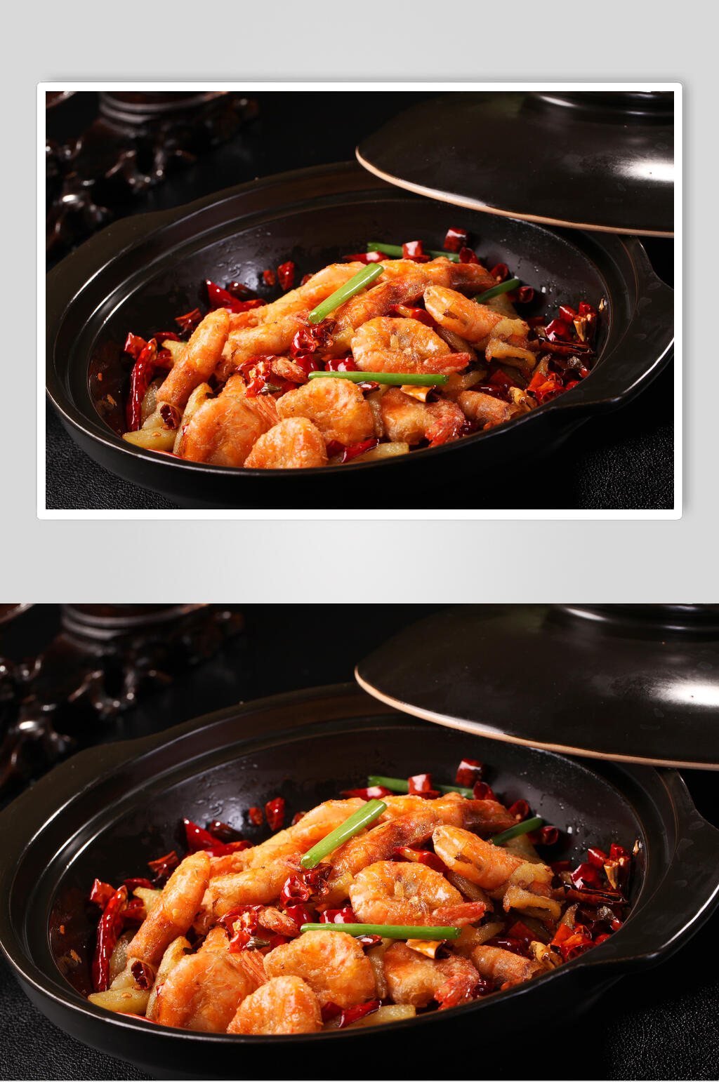 盘子辣椒蔬菜红黄色香辣虾图片素材