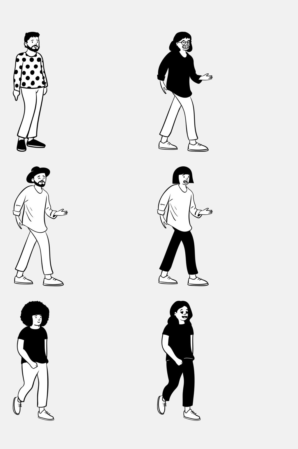 各色男人手绘人物插画免抠素材素材