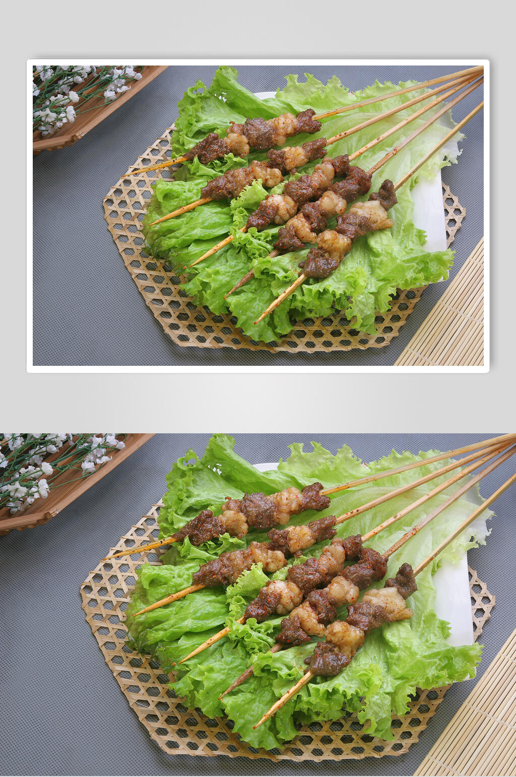生菜羊肉烧烤串串图片素材