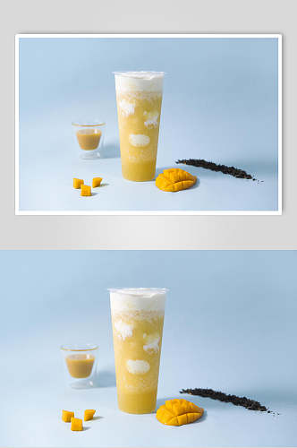 芒果果汁奶茶饮品文艺摆拍图片