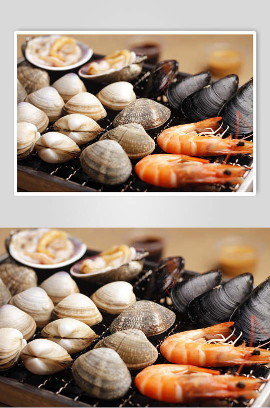 龙虾蚌肉原味烤海鲜图片