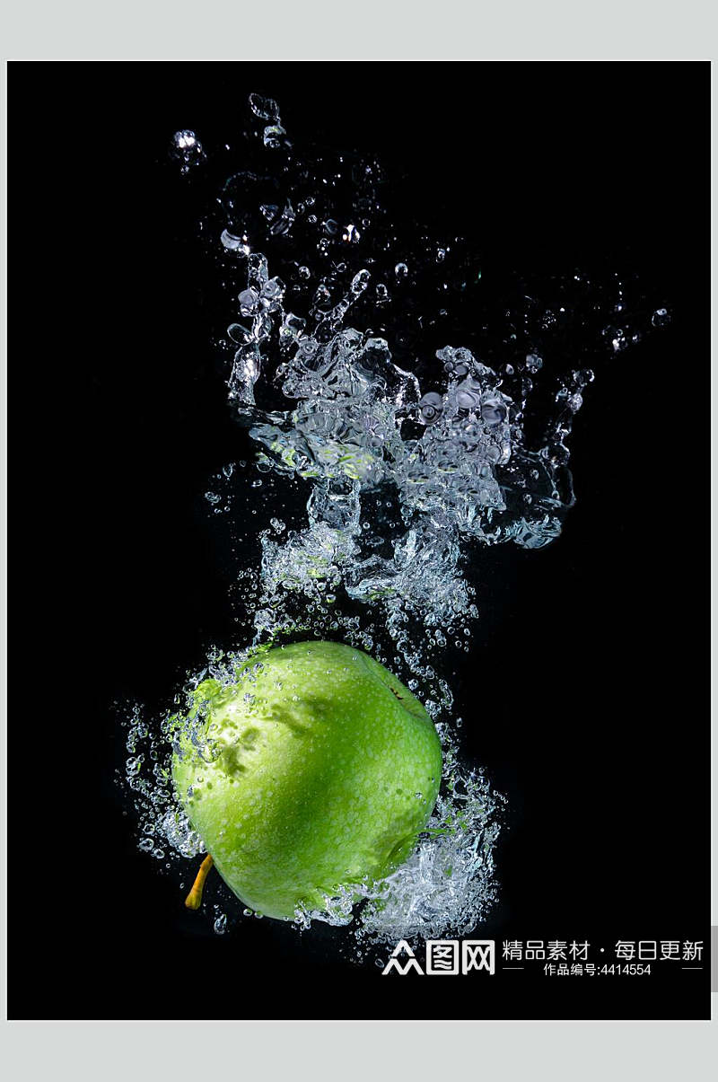 青苹果浸水水果高清图片素材