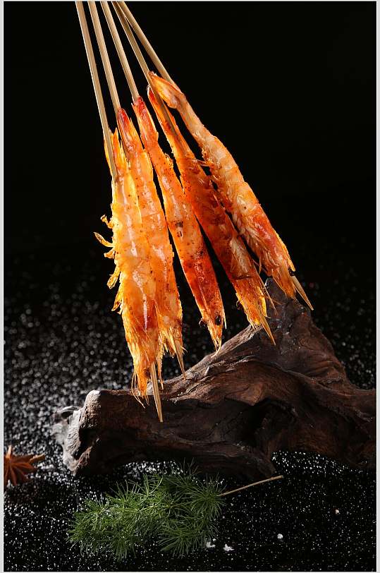 创意基围虾烤串图片