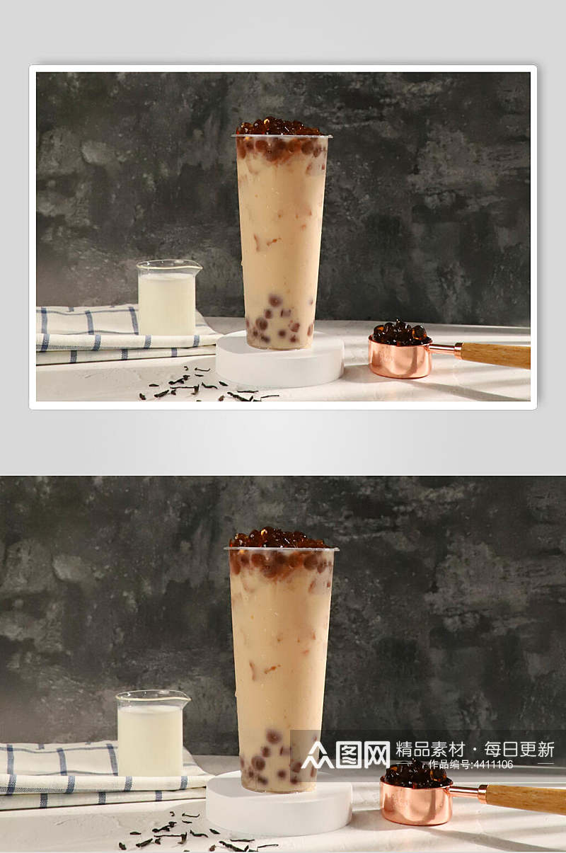 珍珠果汁奶茶饮品文艺摆拍图片素材