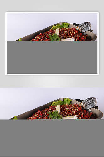 辣椒蔬菜铁锅炉灰美味烤鱼图片