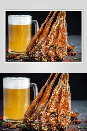 创意啤酒鱼麻辣烧烤图片