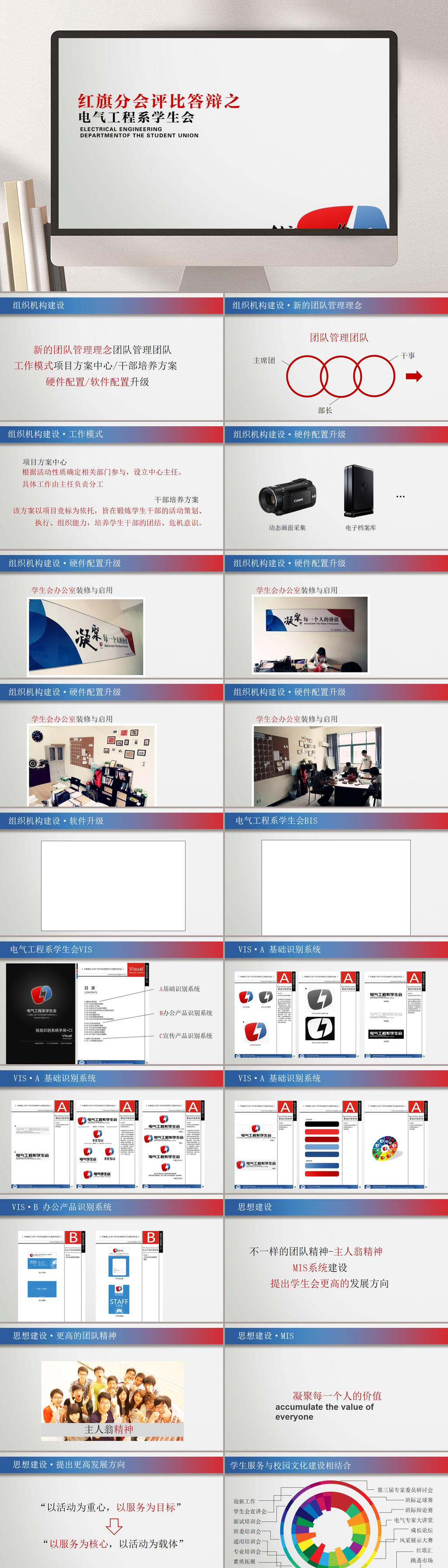 红蓝渐变灰色扁平清新毕业答辩PPT素材