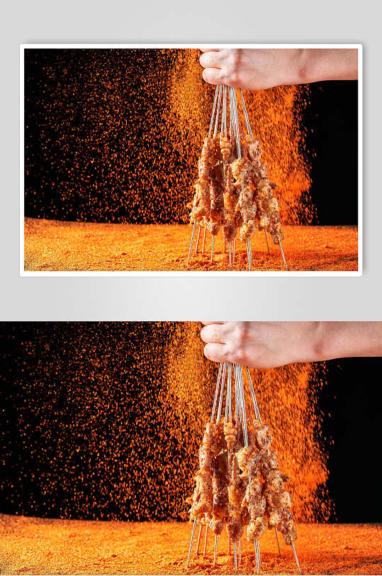 美味辣椒面肉串夜市烤肉图片