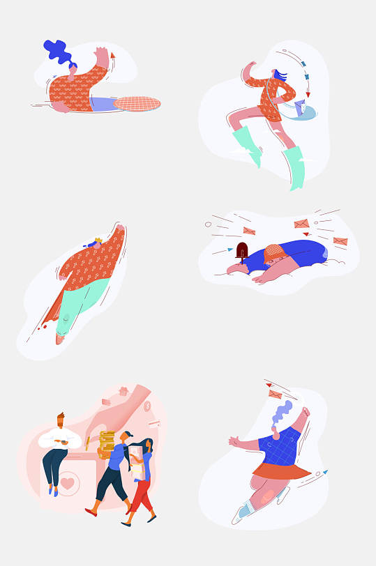运动扁平化人物插画免抠素材