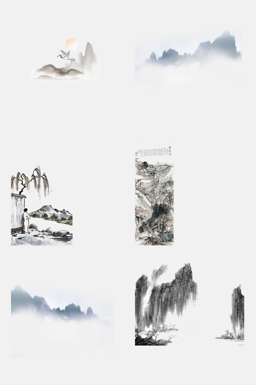 山川河流中国风山水免抠素材素材