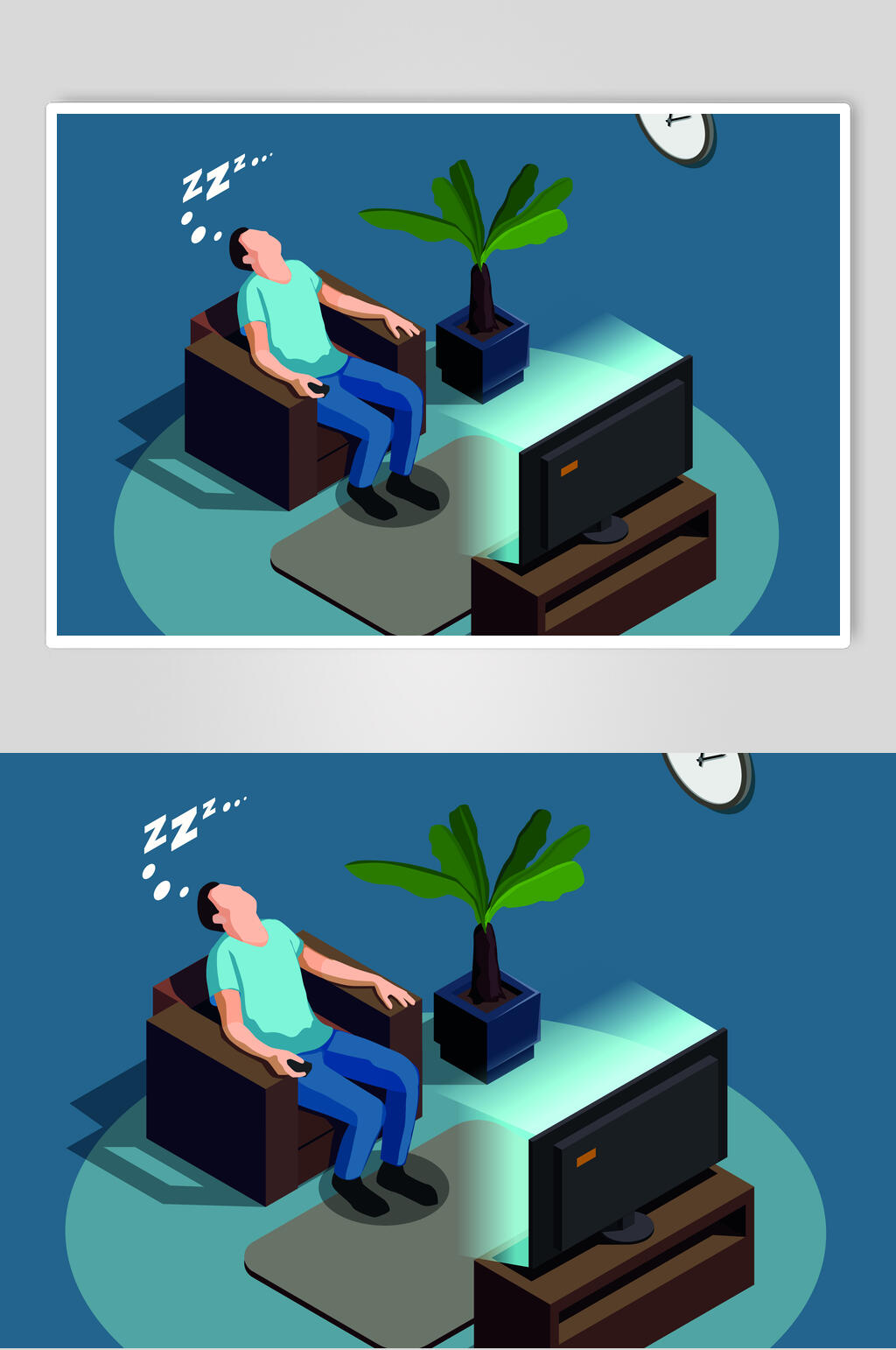 创意时钟休息睡眠矢量素材素材