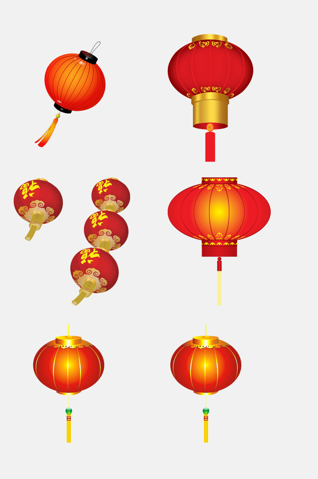 唯美大气祥云新年灯笼鞭炮免抠素材素材