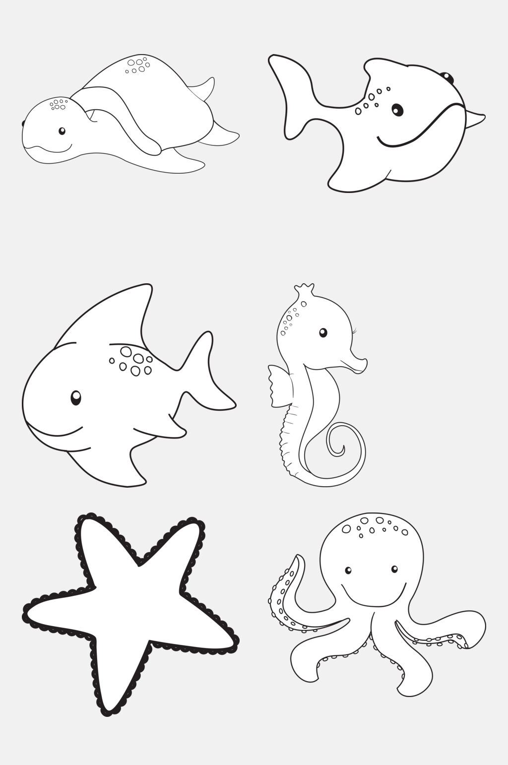 海里有什么动物简笔画图片