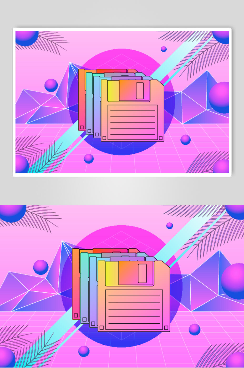 多彩几何创意插画电脑桌面矢量素材素材