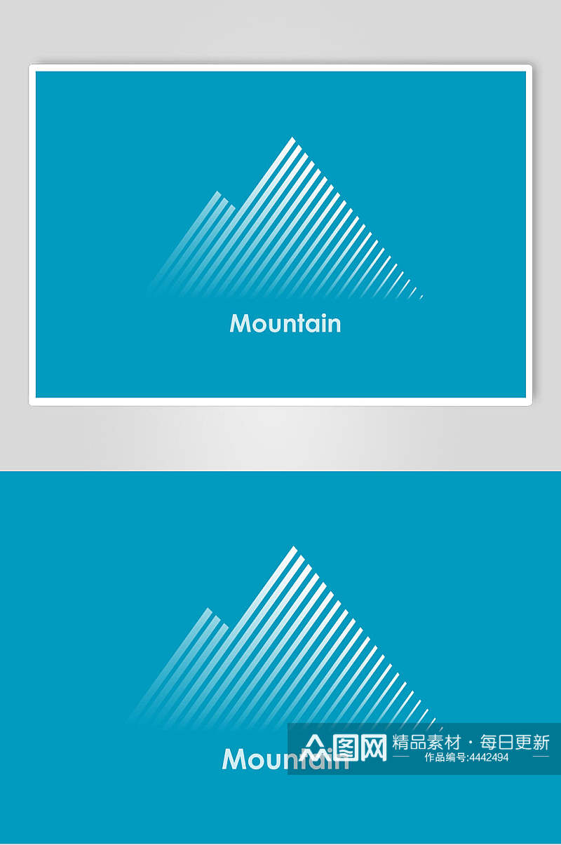 线条蓝色简约清新山峰主题标志素材素材