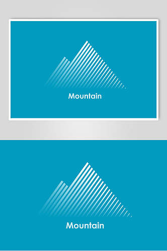 线条蓝色简约清新山峰主题标志素材