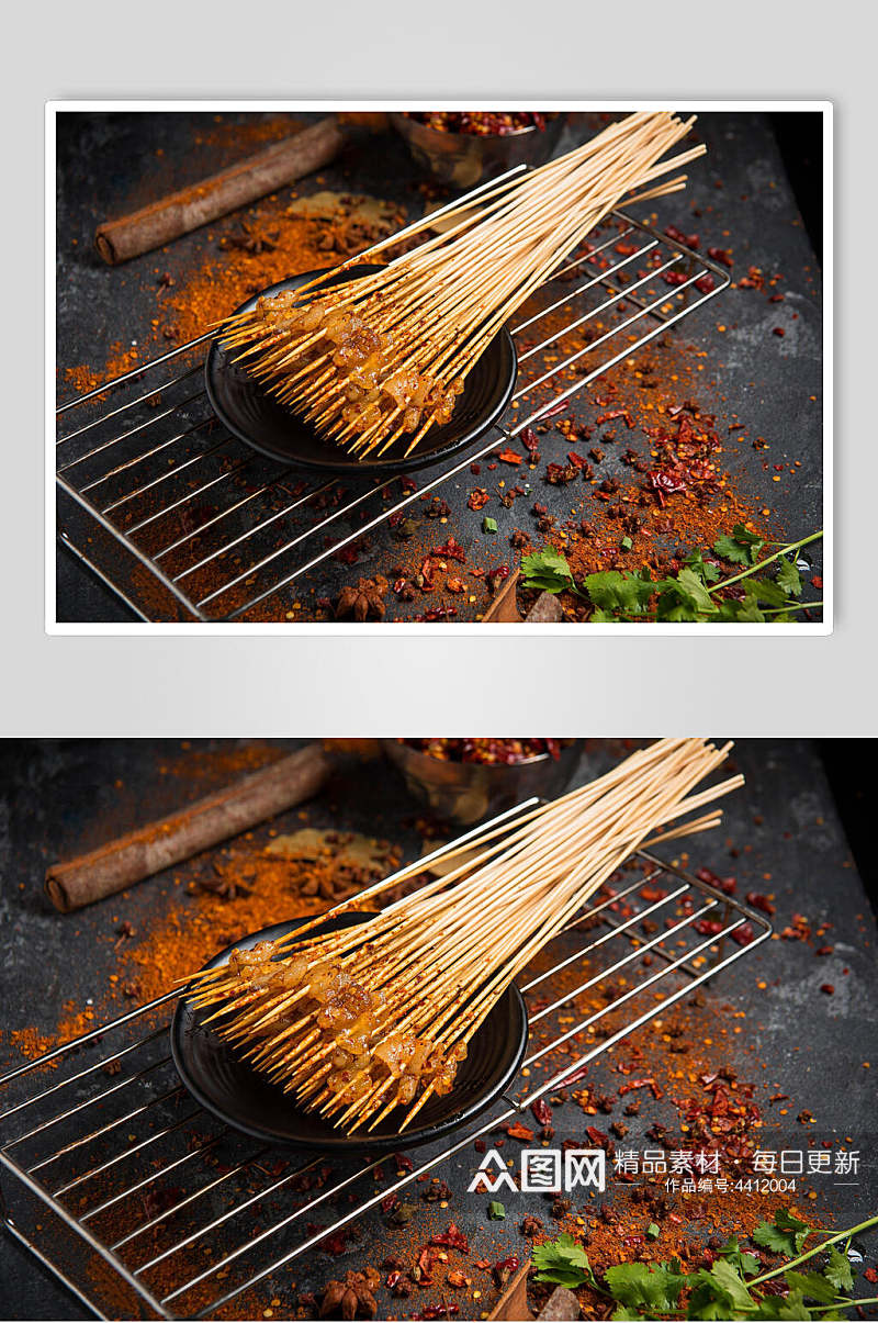 创意鸭肠辣椒面烧烤图片素材