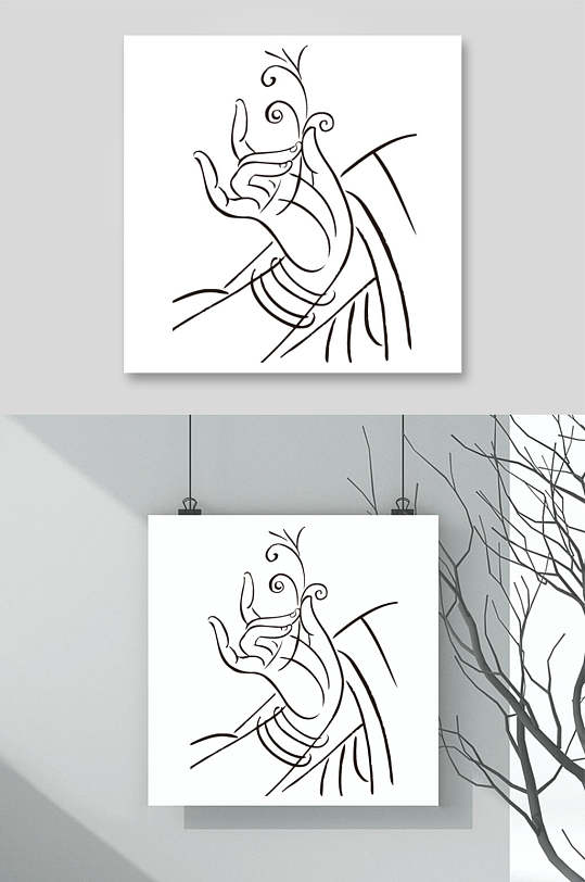线描观音佛手矢量素材