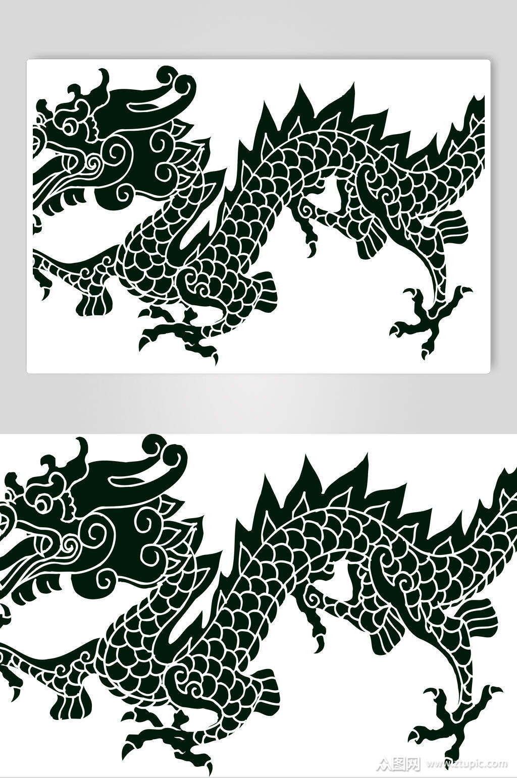黑白龙纹虎纹矢量素材素材