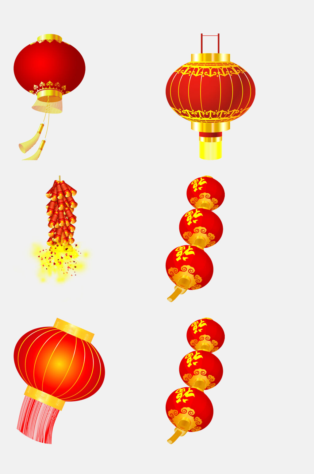 创意点燃鞭炮新年灯笼鞭炮免抠素材素材
