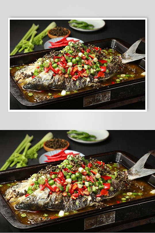 辣椒香芹美味烤鱼图片-众图网