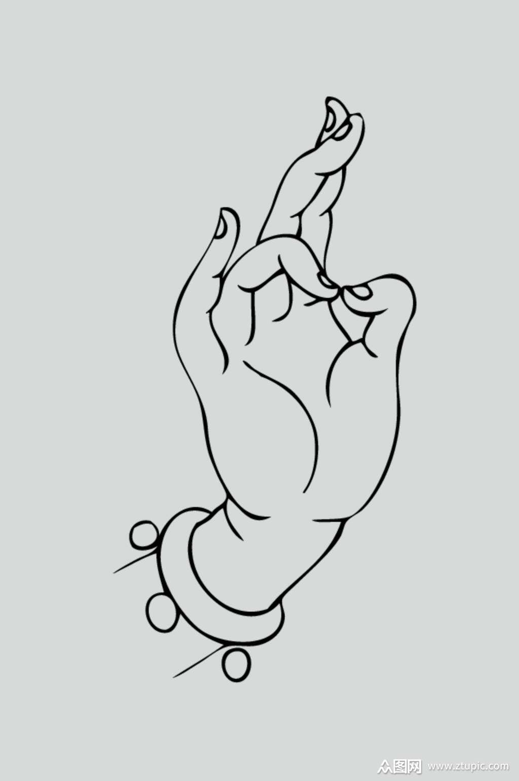 手绘观音佛手矢量素材素材