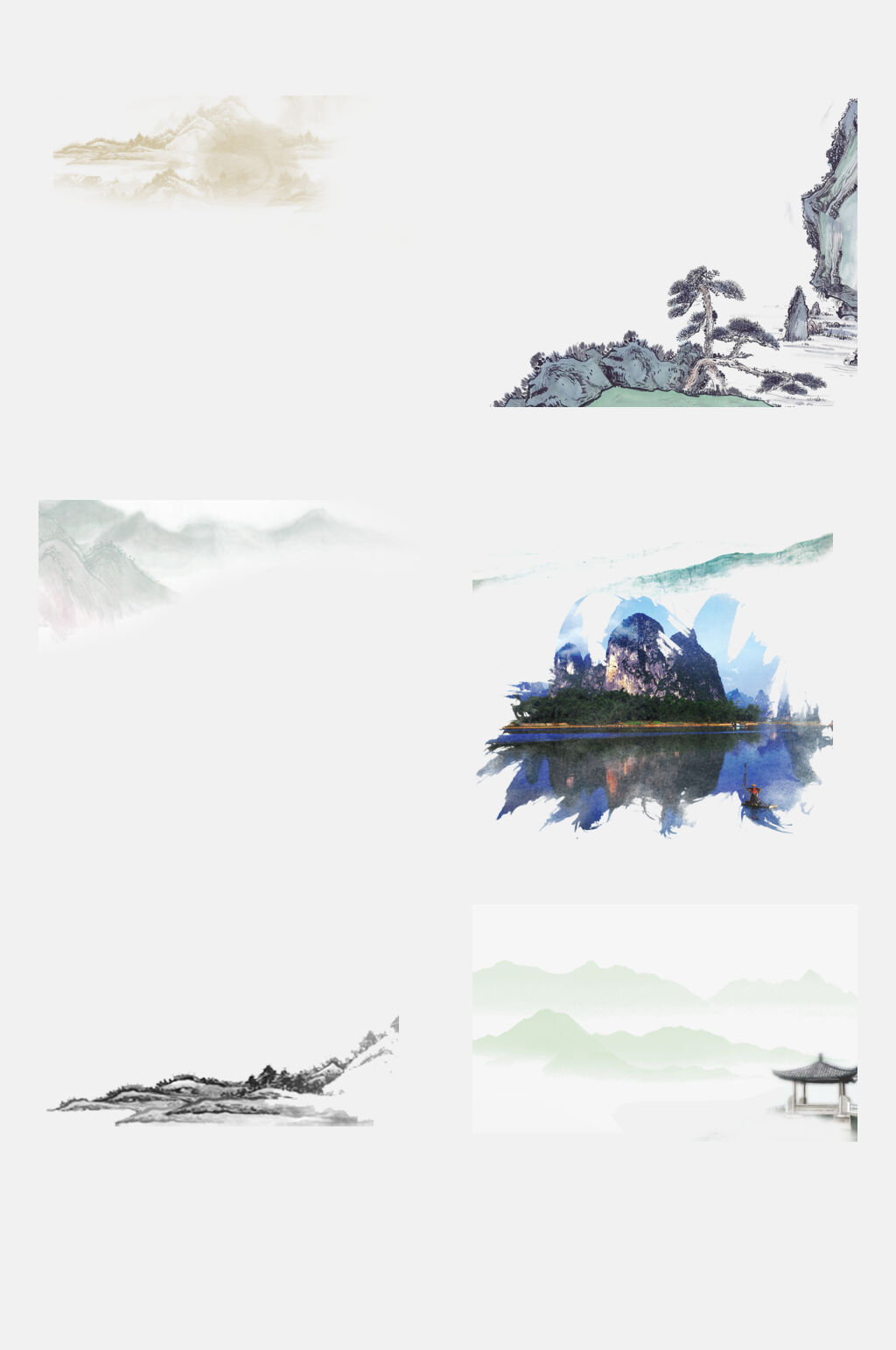 湖泊大山中国风山水免抠素材素材