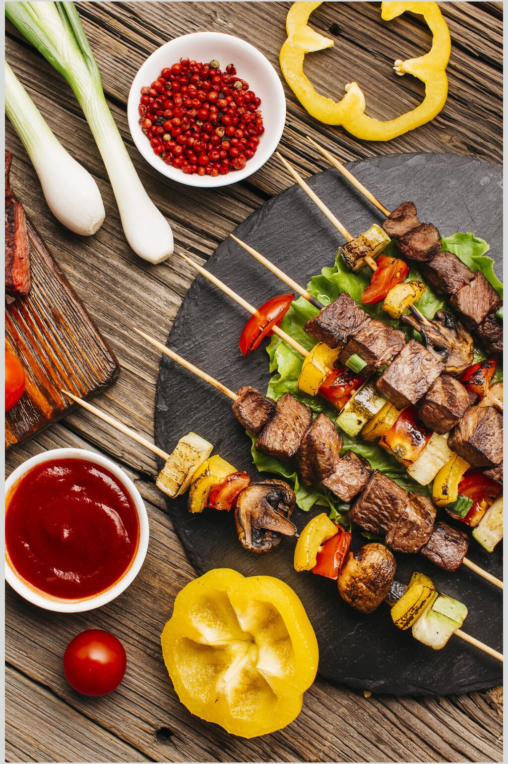 辣椒肉烧烤串串图片素材
