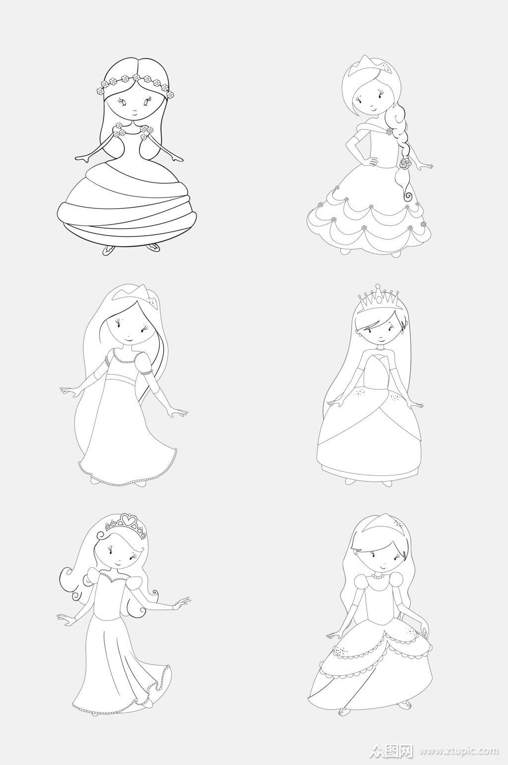 花朵简笔画公主免抠素材素材