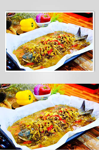 纸包酸菜鱼美味烤鱼图片