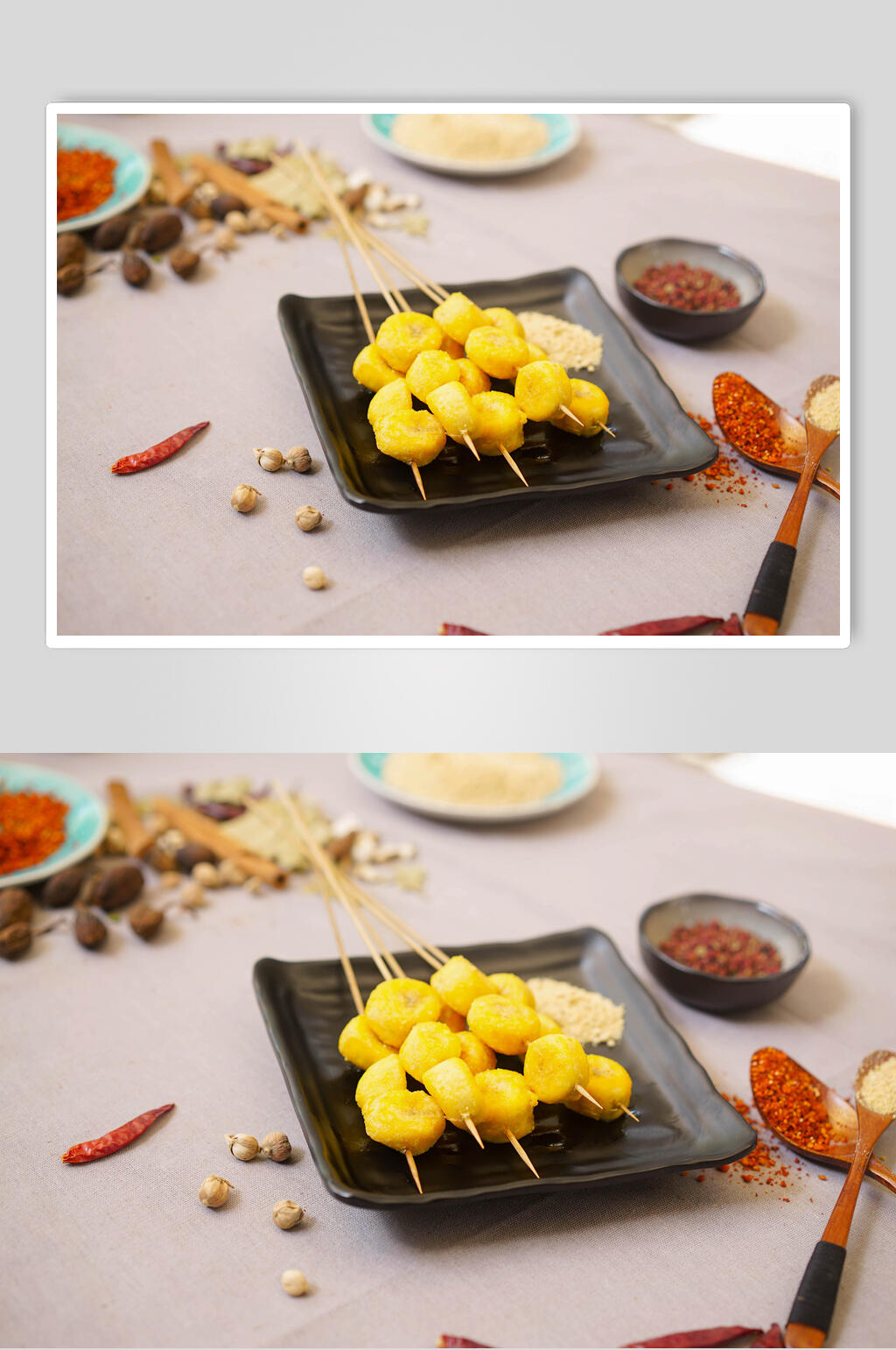 几串黄色鱼饼图片素材