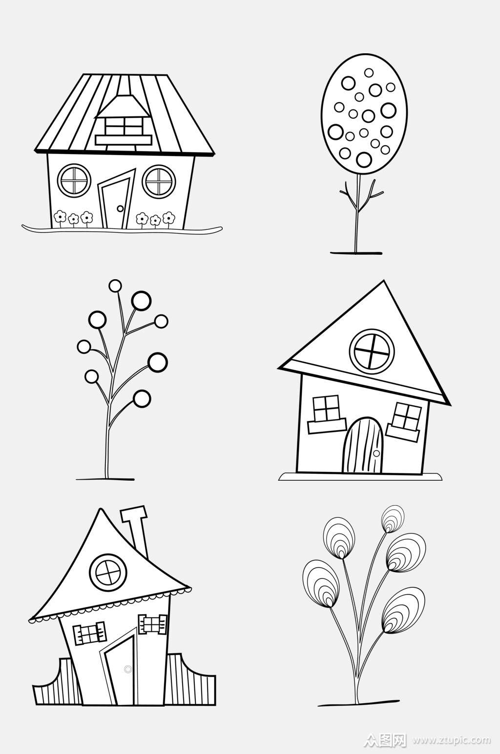 房子简笔画房子免抠素材