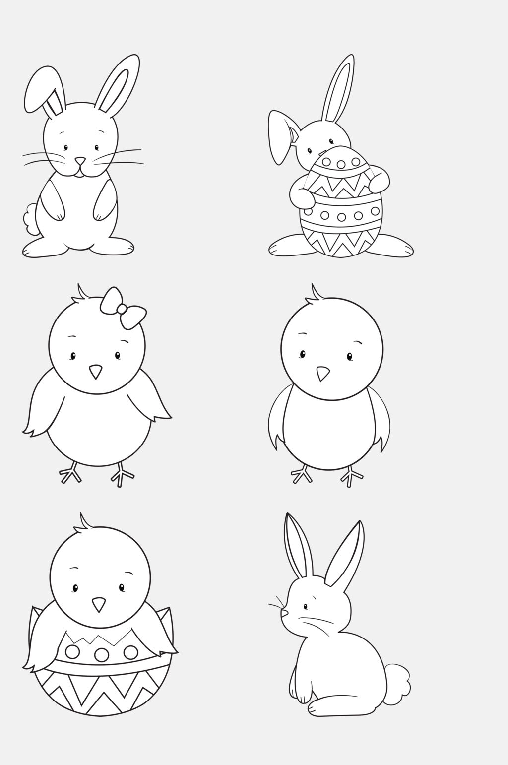 小鸡兔子简笔画复活节免抠素材素材