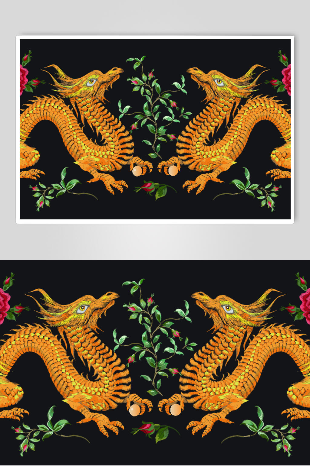 金色龙纹虎纹矢量素材素材