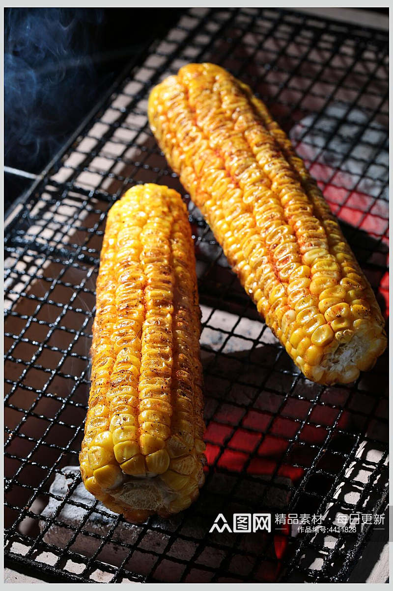 炭烤玉米夜市烤肉图片素材