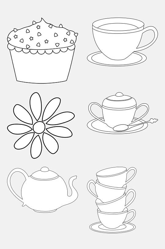 茶壶简笔画下午茶免抠素材