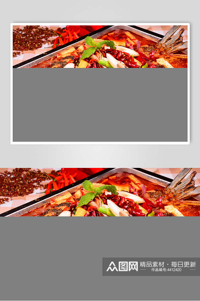 创意辣椒薄荷美味烤鱼图片素材