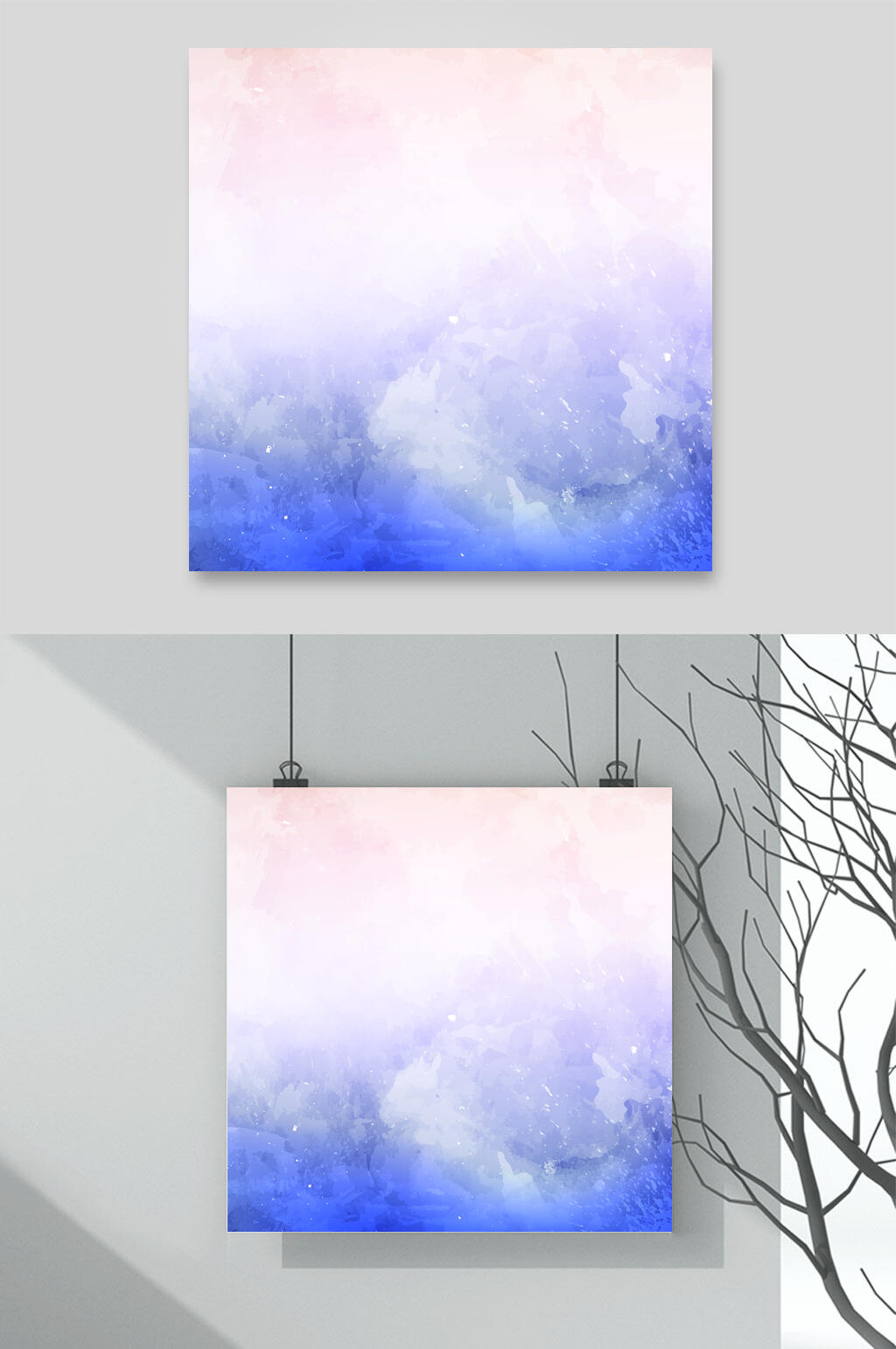 蓝色水彩矢量背景素材素材