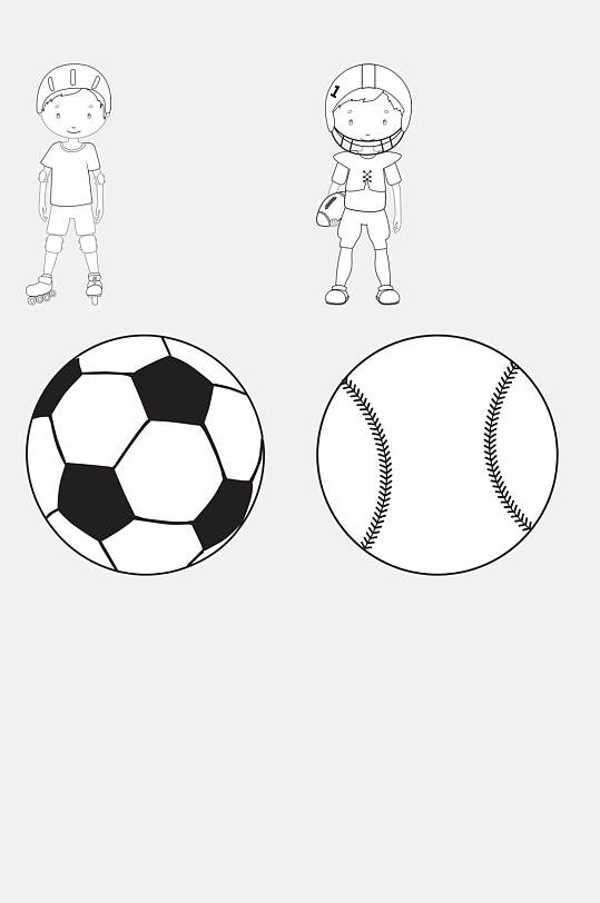 足球简笔画运动免抠素材
