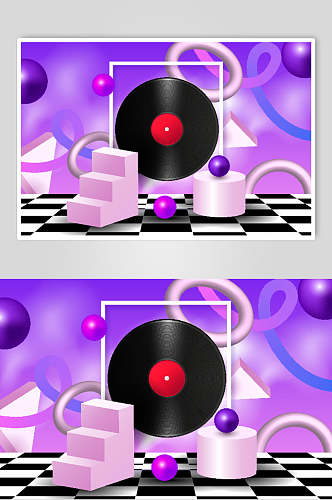 渐变紫色圆球创意插画电脑桌面矢量素材