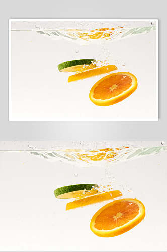 橘子黄色大气高端浸水水果高清图片