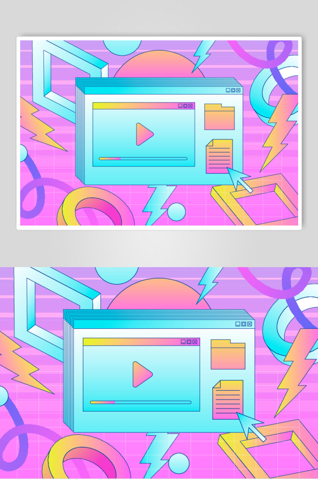 箭头创意插画电脑桌面矢量素材素材