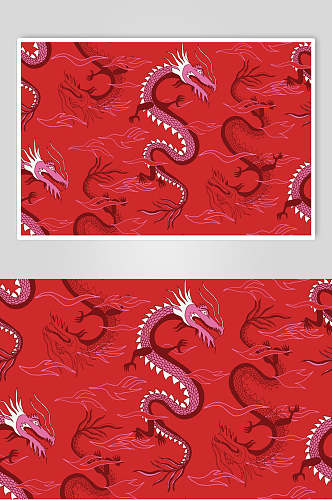 红色中国龙喜庆中式图案素材