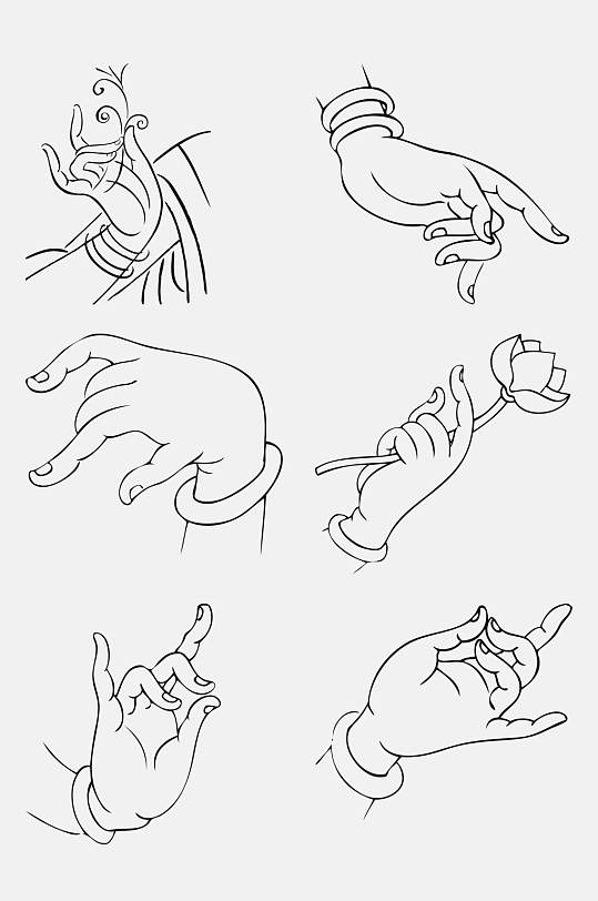 唯美时尚兰花指观音佛手免抠素材