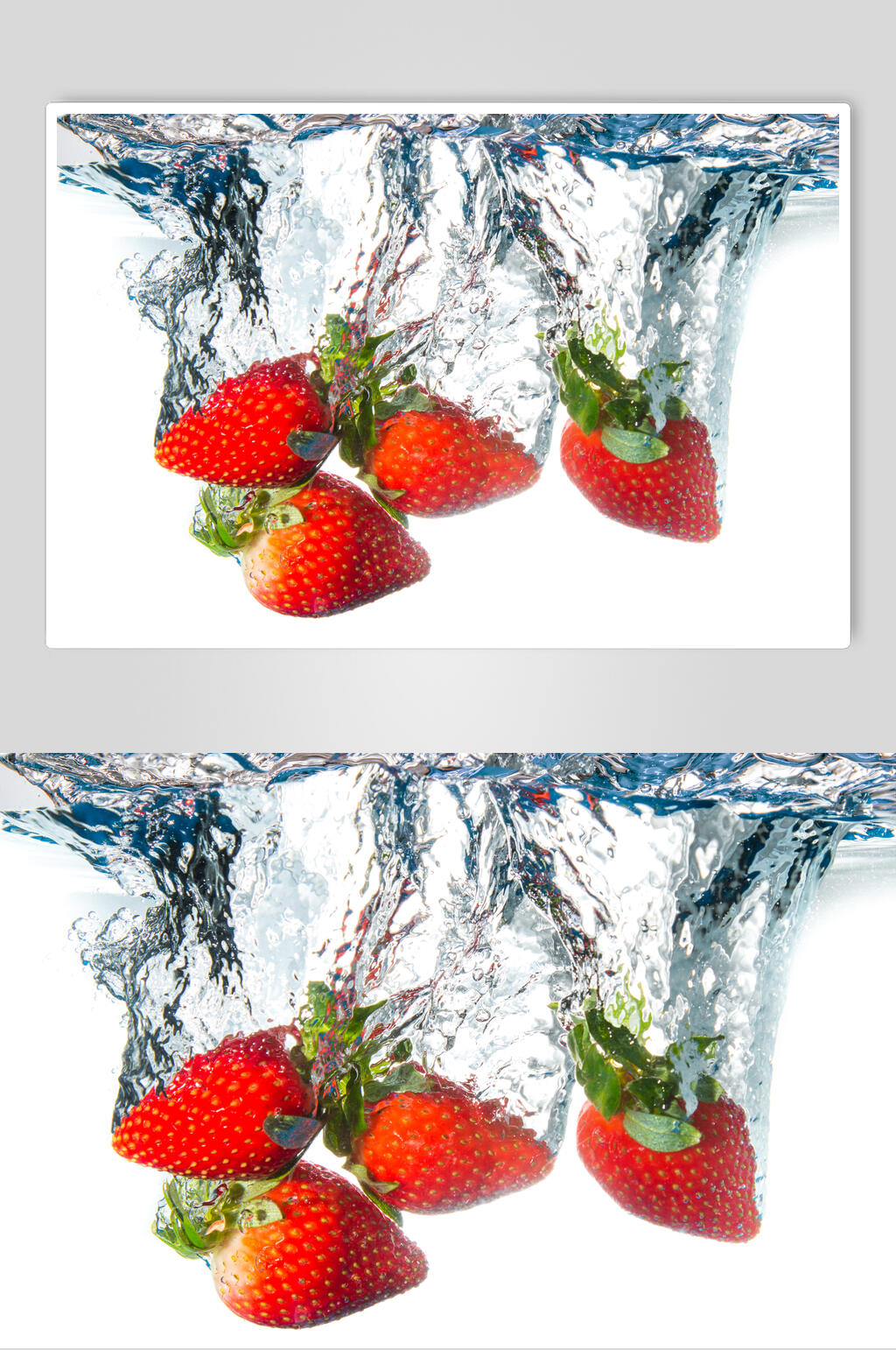 水洗草莓浸水水果高清图片素材
