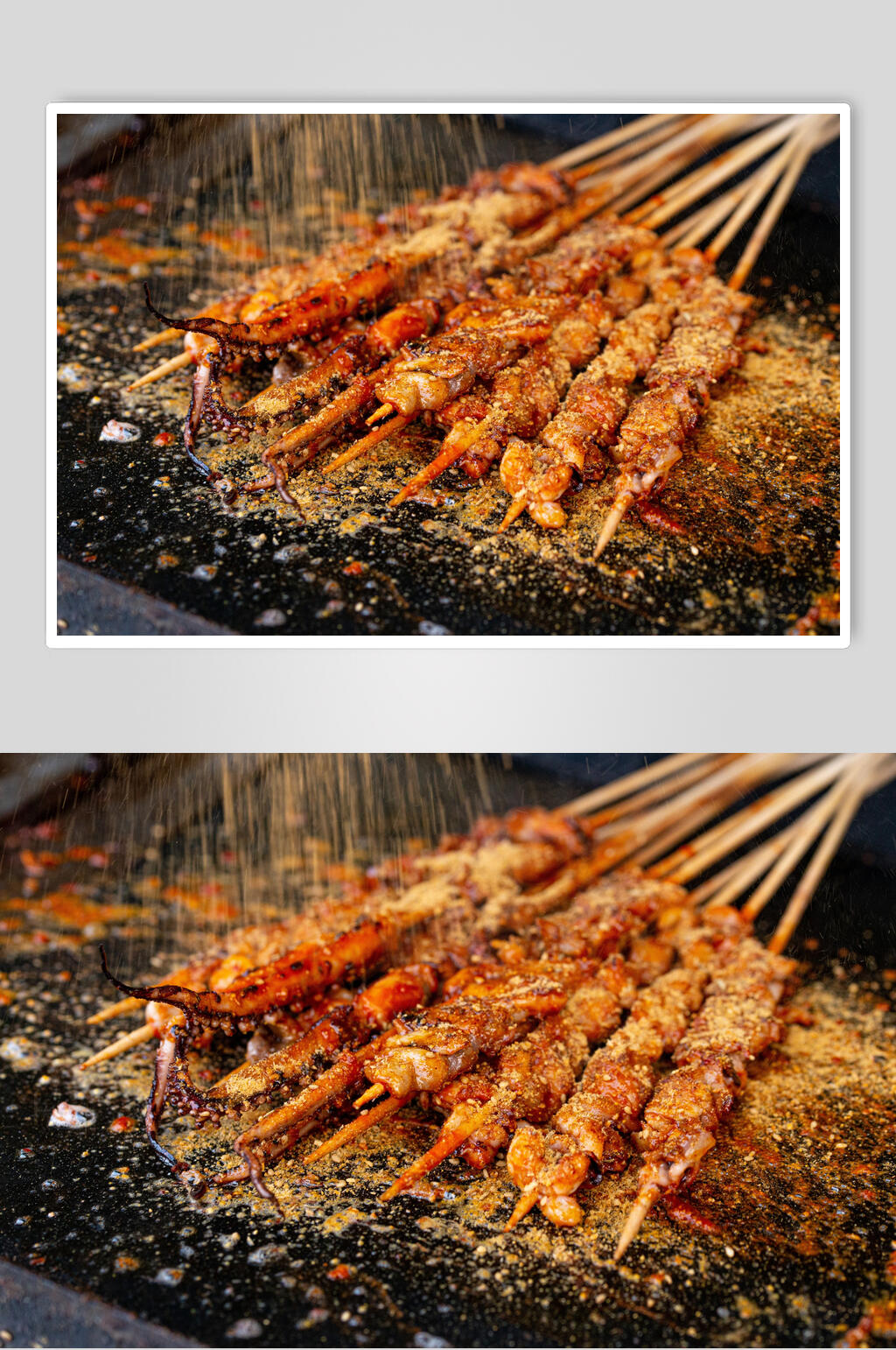 香辣竹签大气高端美食夜市烧烤图片素材