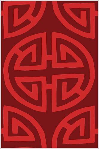 条纹剪纸红色喜庆中式图案素材