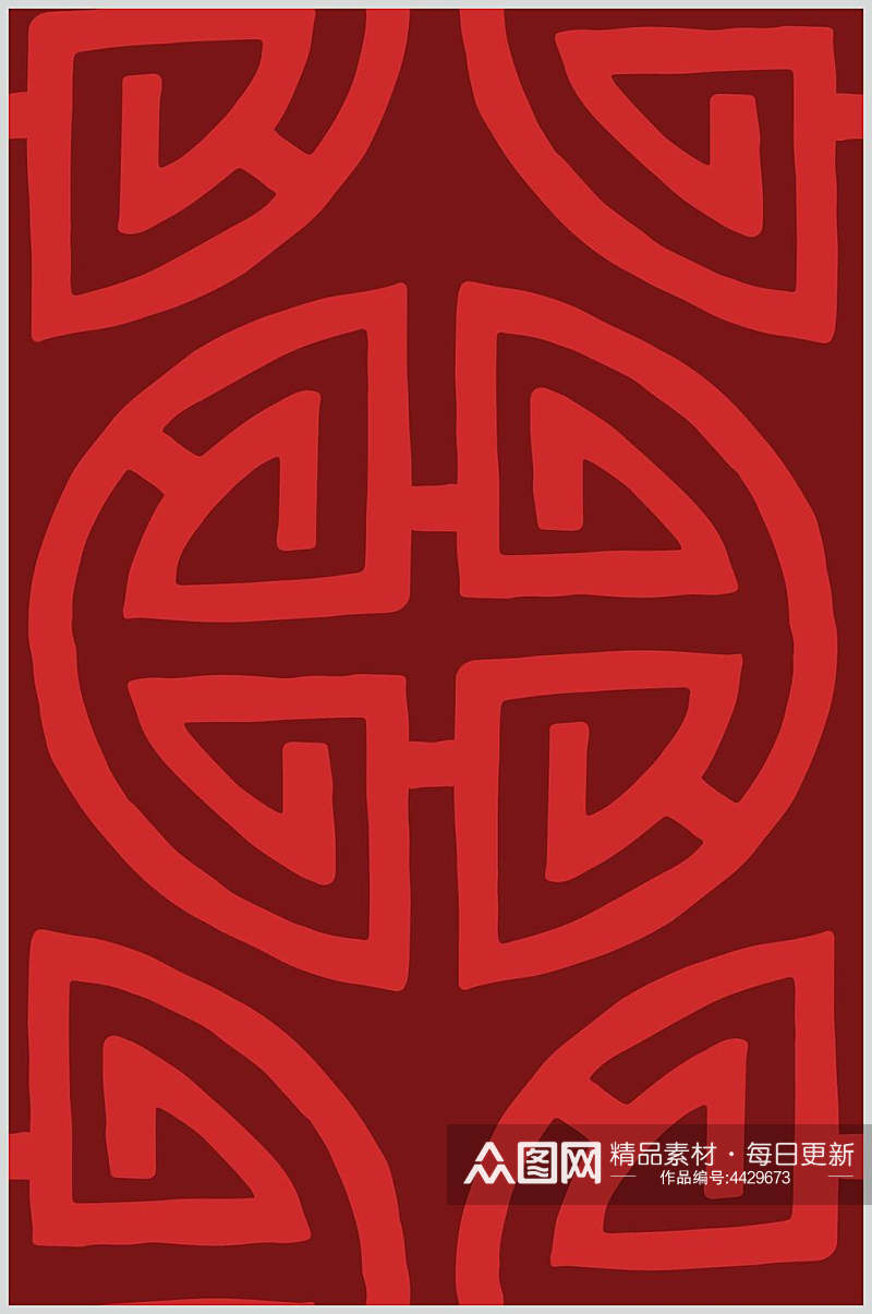 条纹剪纸红色喜庆中式图案素材素材