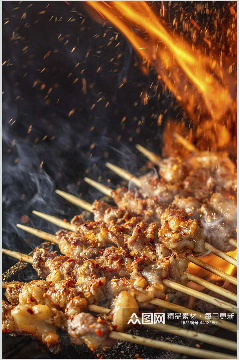 肥牛肉火花黄美食夜市烧烤图片素材