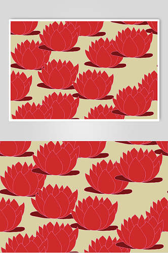 花朵红黄简约清新喜庆中式图案素材